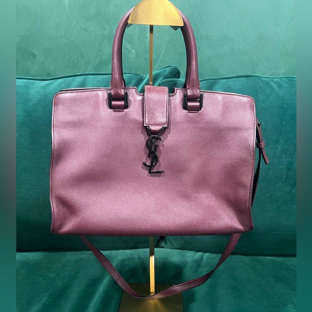 Yves Saint Laurent Cabas Maroon Leather Bag